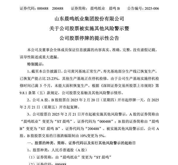 晨鳴紙業停牌“戴帽”，<a href='http://www.3322ss.com/'>造紙</a>巨頭何去何從？